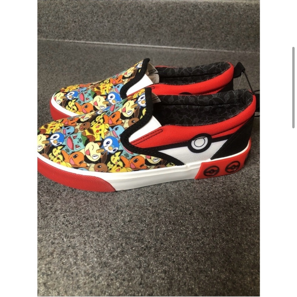 Pokemon Kids Slip-On Sneakers - Red and Black
